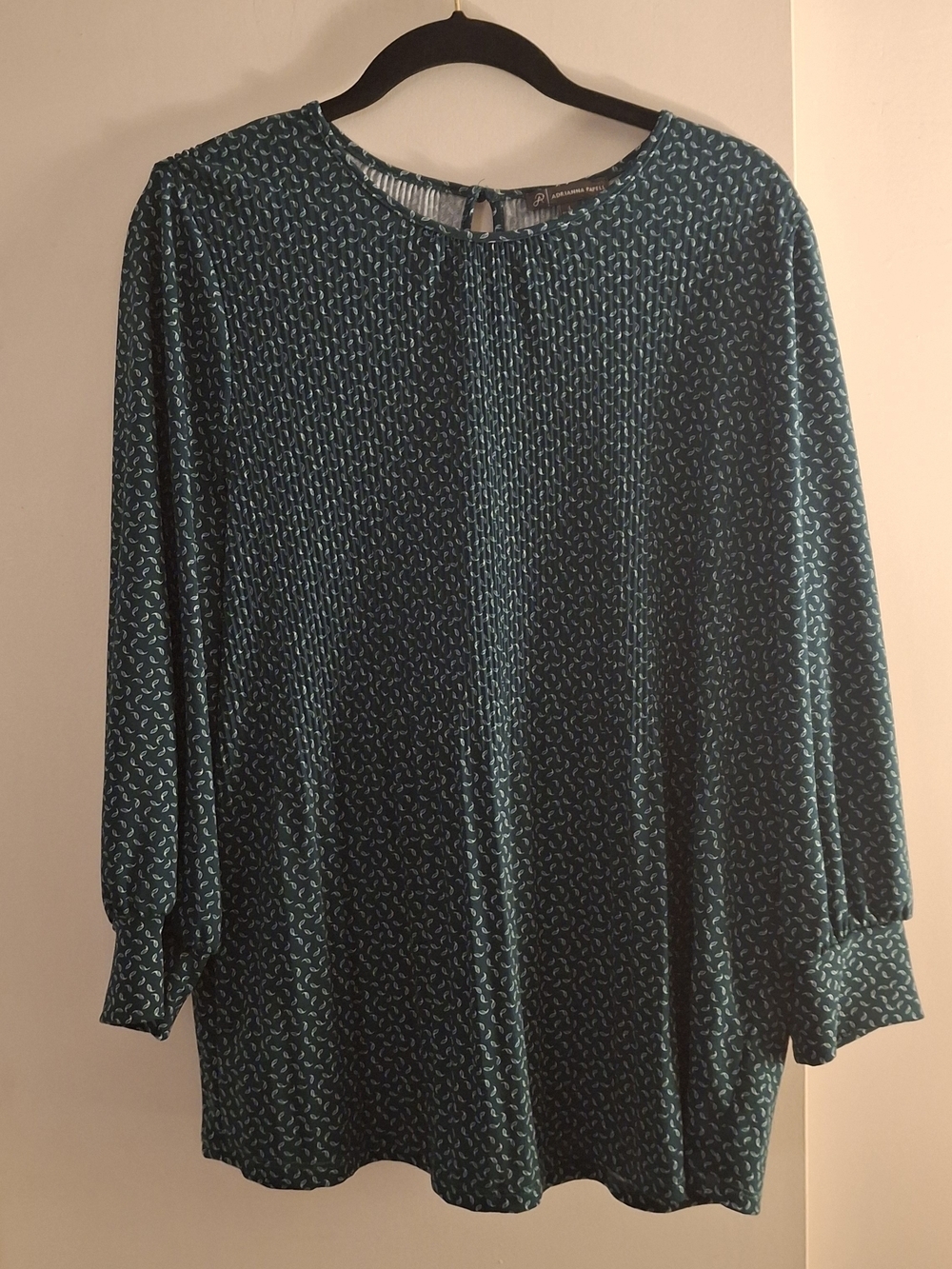 Adrianna Papell Women's Teal Ribbed Detail Blouse
